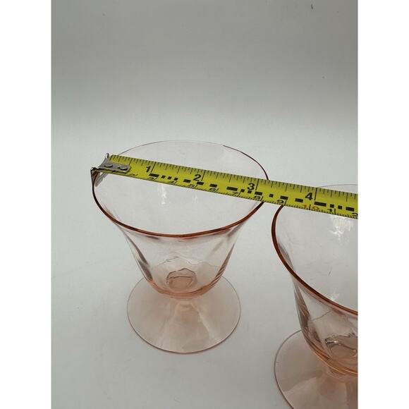 Vintage Tiffin Pink Depression Glass Oyster Fruit Cocktail Glasses Set of 2 1930 - Picture 8 of 8